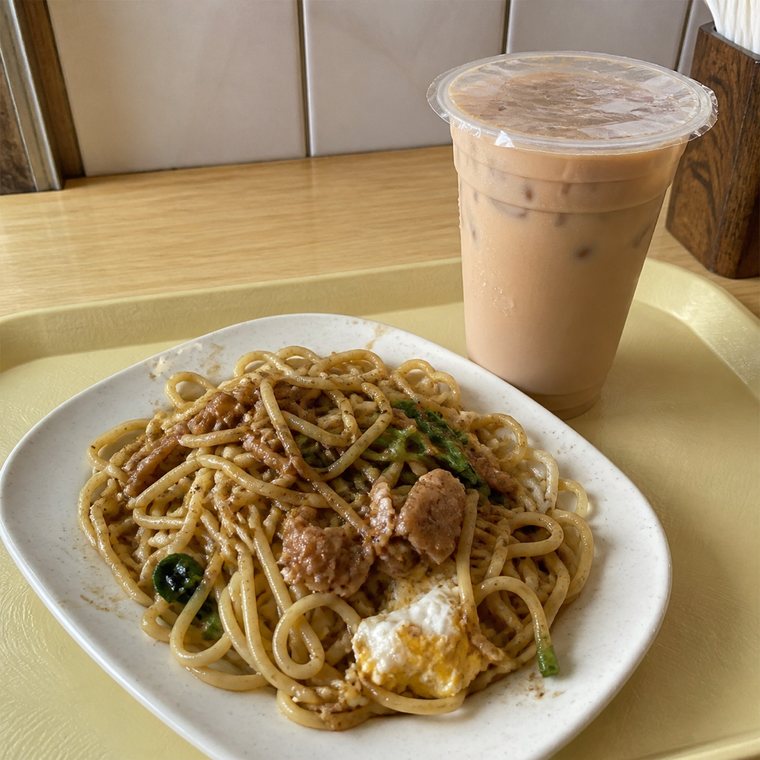 早餐店 · 鐵板麵＋大冰奶